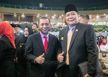 Bupati Mahulu Bonifasius Belawan Geh bersama Wakil Gubernur Kaltim periode 2018-2023 Hadi Mulyadi. dok prokopim Mahulu.