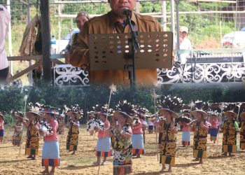 Mueq Lepoq di sebuah lapangan di Kampung Batu Majang, Kecamatan Long Bagun, Senin, 4 Desember 2023. (dok prokopim mahulu)