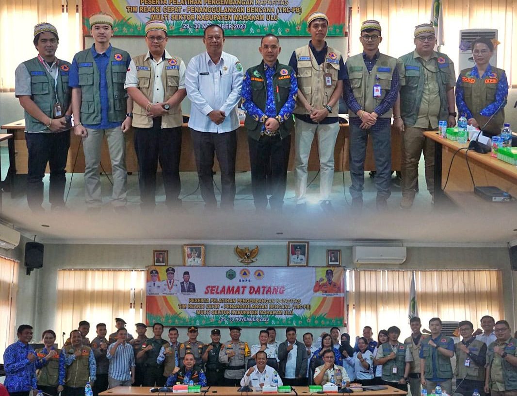 Pelatihan Pengembangan Kapasitas Tim Reaksi Cepat Penanggulangan Bencana (TRC-PB) Multi Sektor tingkat Kabupaten Mahulu yang berlangsung di ruang rapat Bappelitbangda. Rabu (29/11/2023). Dok Prokopim Mahulu